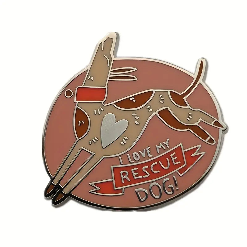 I Love My Rescue Dog Pin