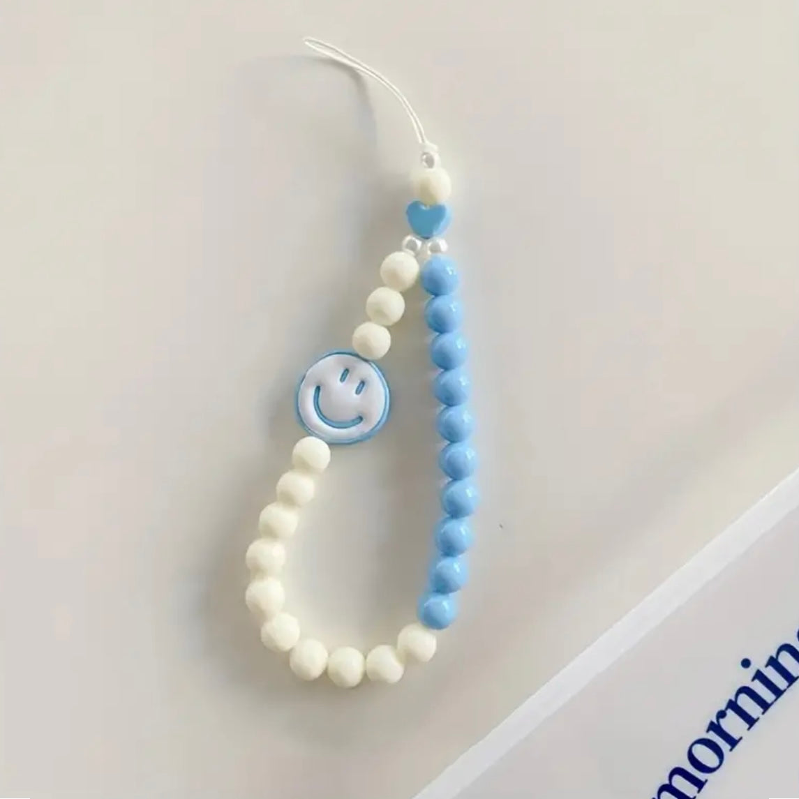 Smiley Beaded Phone Charm Strap